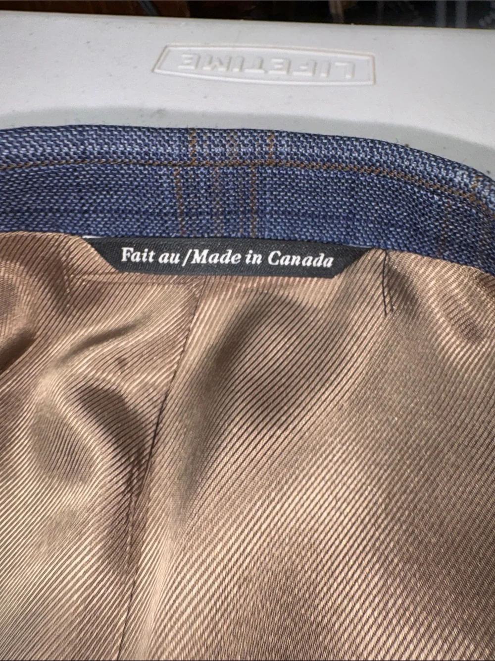Jack Victor Blue Sport Coat with Tan Windowpane